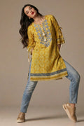 Tassel Neck Printed Cotton Lawn Kurti