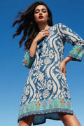 Blue Floral Printed Boho Kurti Dress