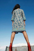Blue Floral Printed Boho Kurti Dress