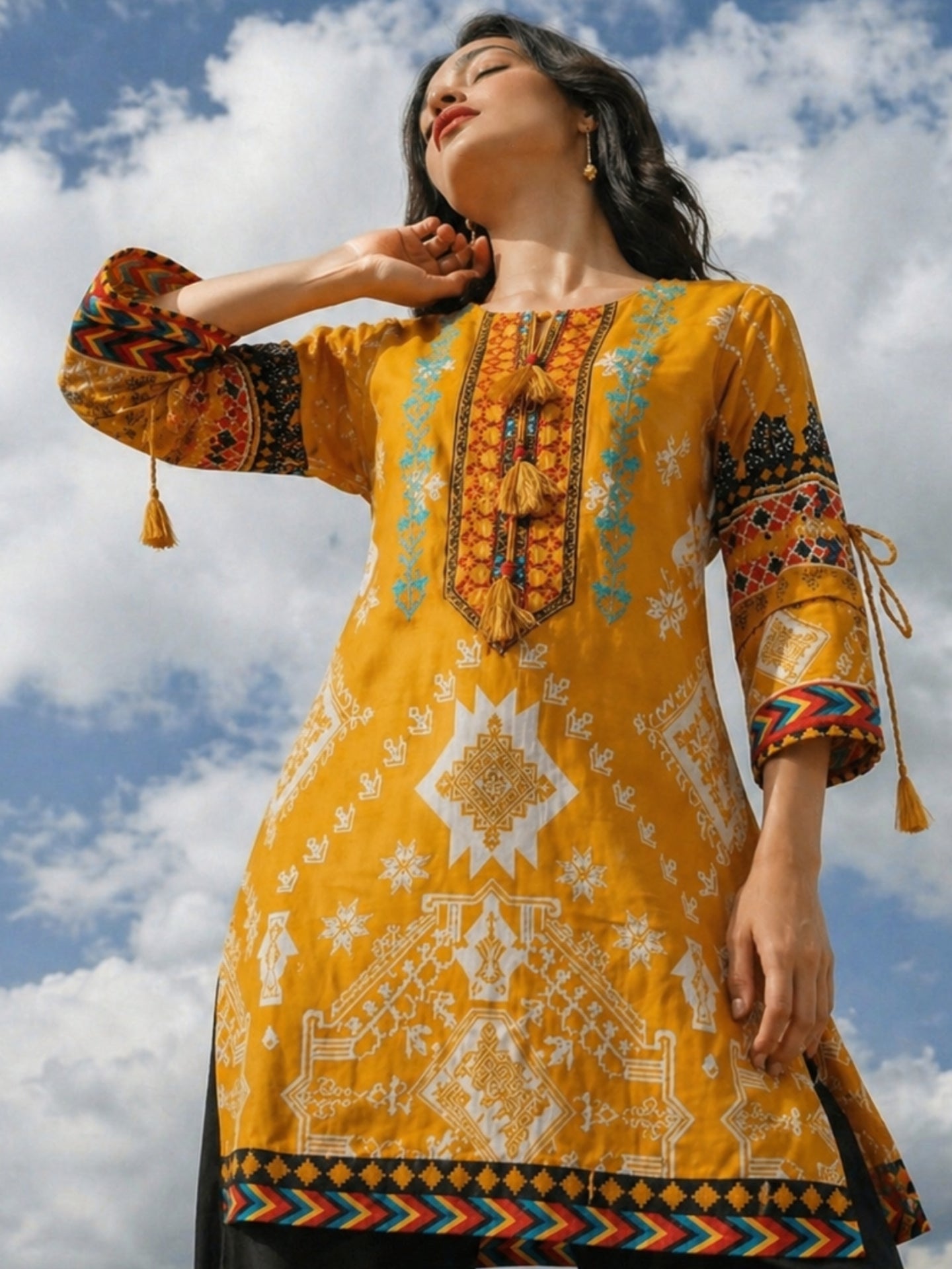 Tribal Motif Cotton Lawn Kurti