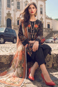 Midnight Black Floral Printed Kurta Set with Dupatta