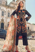 Midnight Black Floral Printed Kurta Set with Dupatta