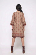 Women's Beige Floral Printed Embroidered Ethnic Kurti
