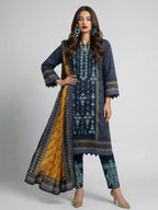 Indigo Blue Tribal Printed Kurta Set with Contrast Dupatta