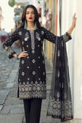 Charcoal Black Ethnic Printed Kurta Set with Dupatta