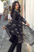 Charcoal Black Ethnic Printed Kurta Set with Dupatta