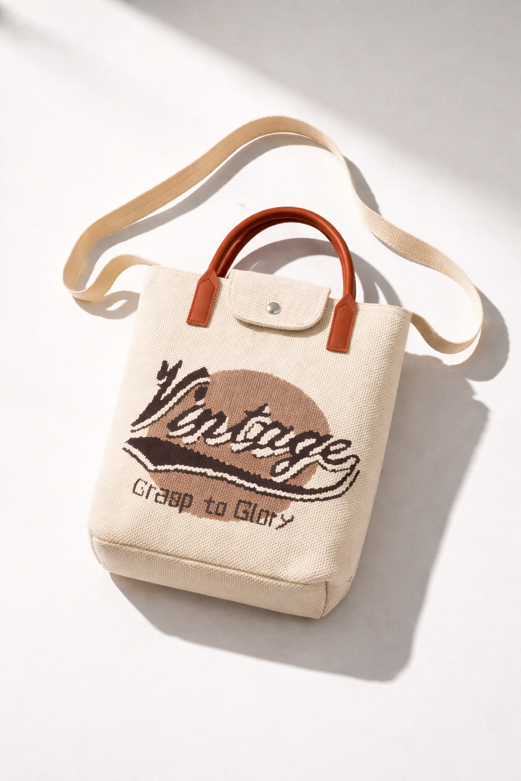 White | Vintage Hand Bag with Shoulder Strap