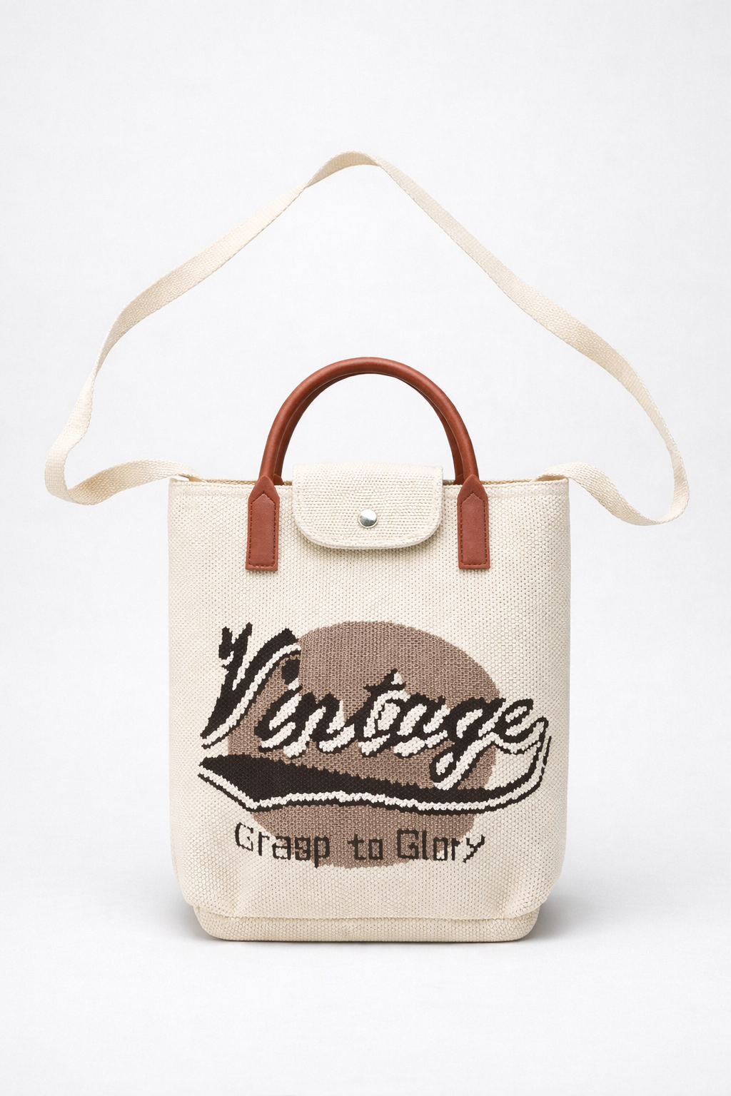 White | Vintage Hand Bag with Shoulder Strap
