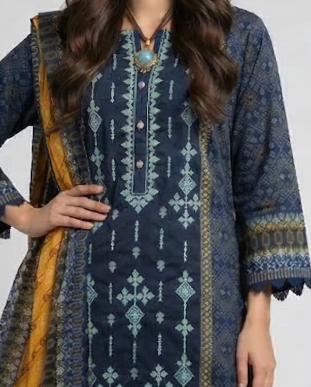 Kurti Top with Embroidery | 100% Lawn Cotton