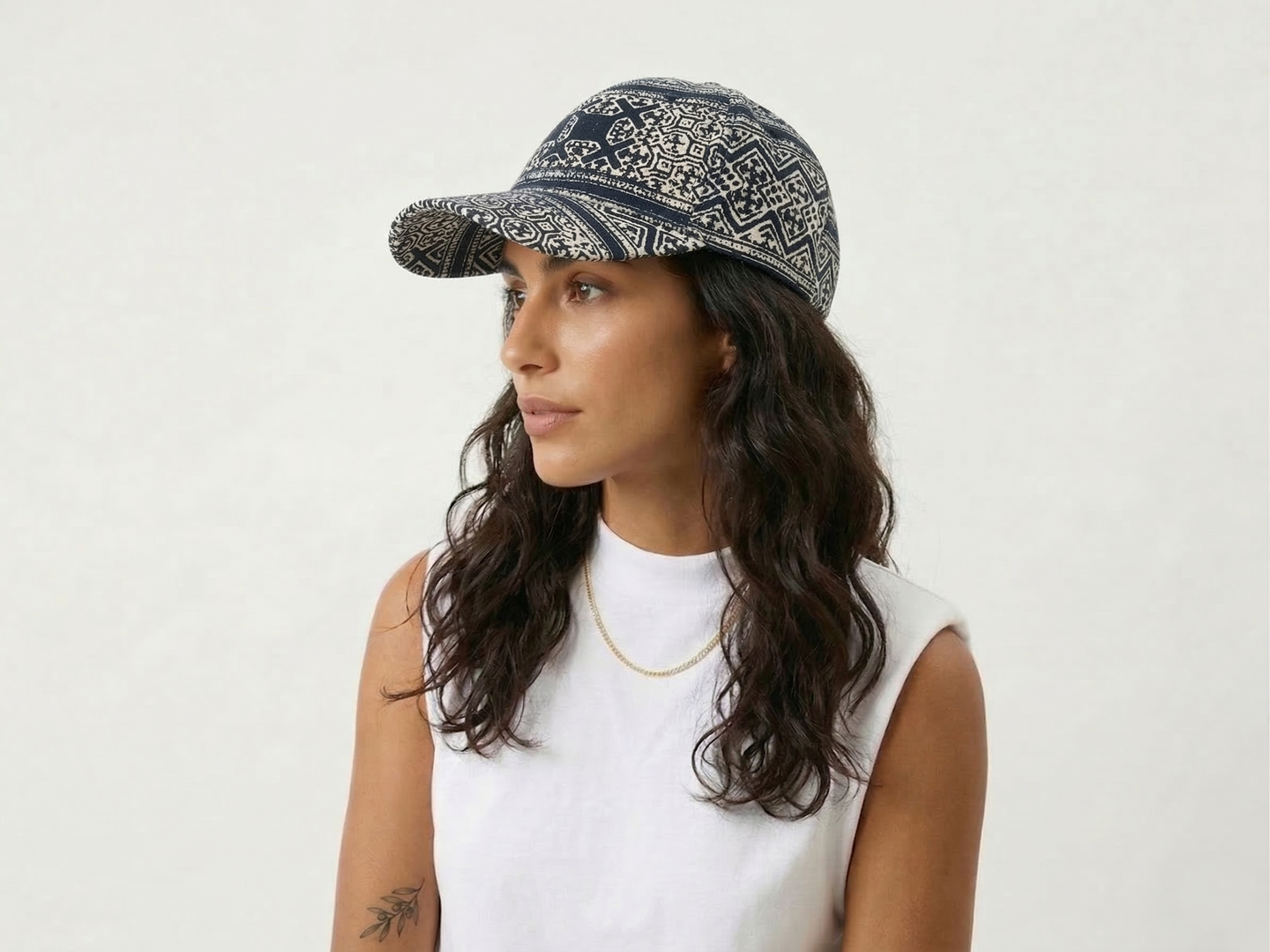 Navy Tribal Print Baseball Cap