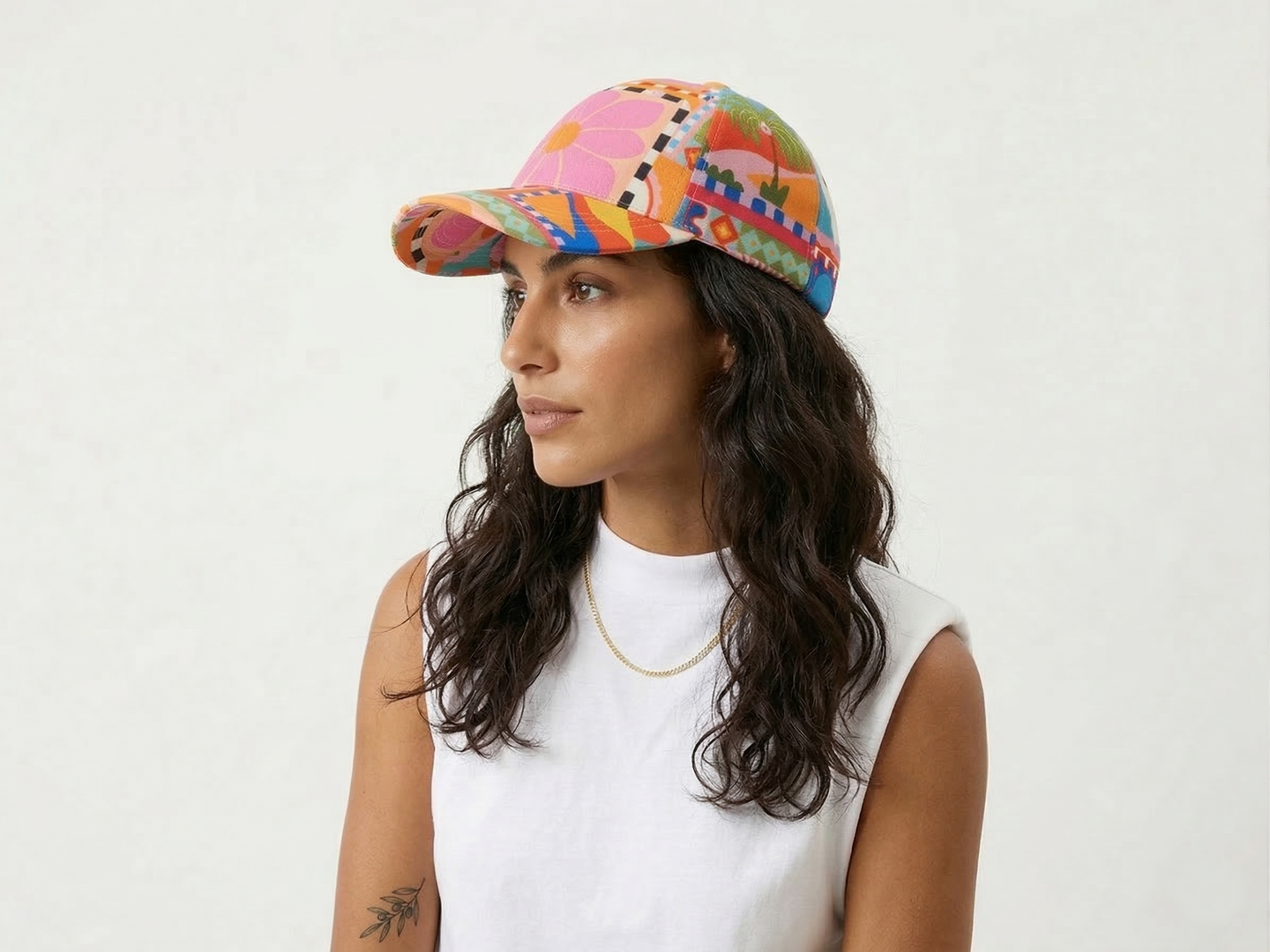 Multicolor Artistic Print Baseball Cap