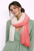 Ivory & Coral Pink Two-Tone Summer Scarf