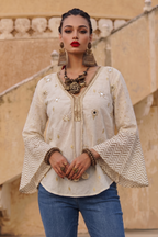 Boho Top with Embroidery | 100% Lawn Cotton