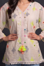 Boho Top with Embroidery | 100% Lawn Cotton