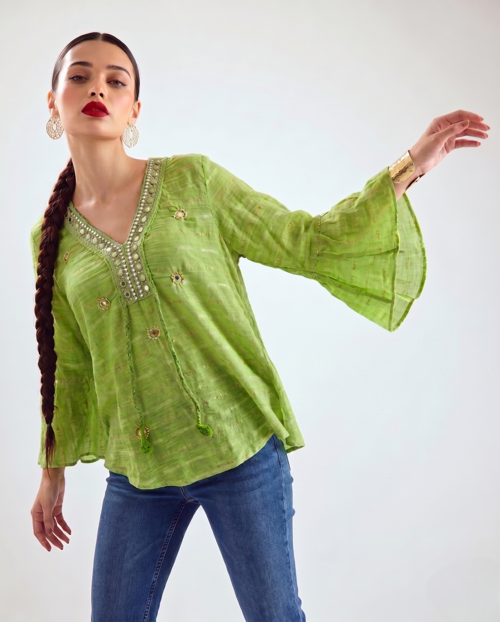 Boho Top with Embroidery | 100% Lawn Cotton