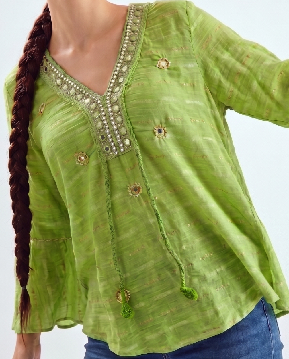 Boho Top with Embroidery | 100% Lawn Cotton