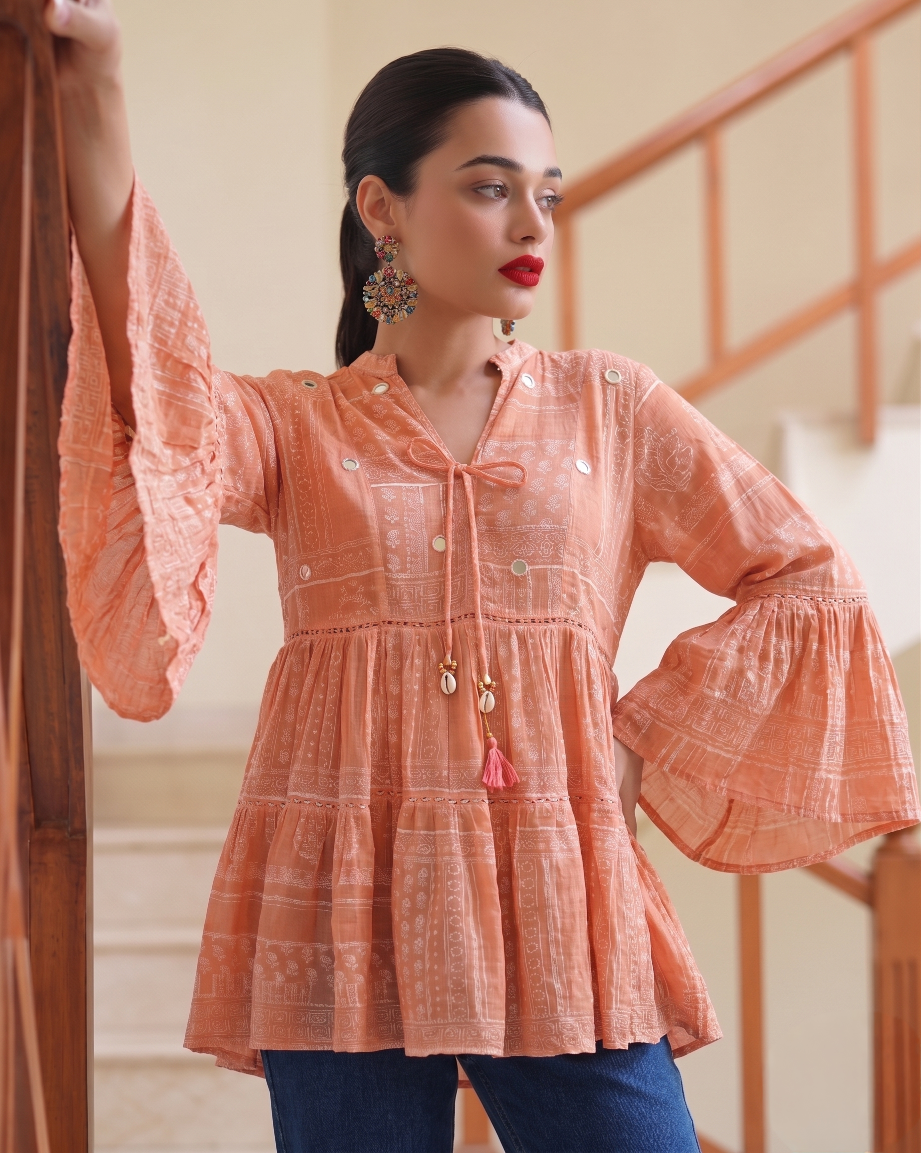 Boho Top with Embroidery | 100% Lawn Cotton