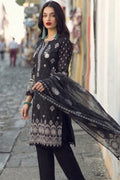 Charcoal Black Ethnic Printed Kurta Set with Dupatta
