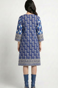Indigo Floral Print Cotton Lawn Kurti Dress