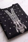 Classic Black Embroidered Ethnic Kurta Set with Dupatta