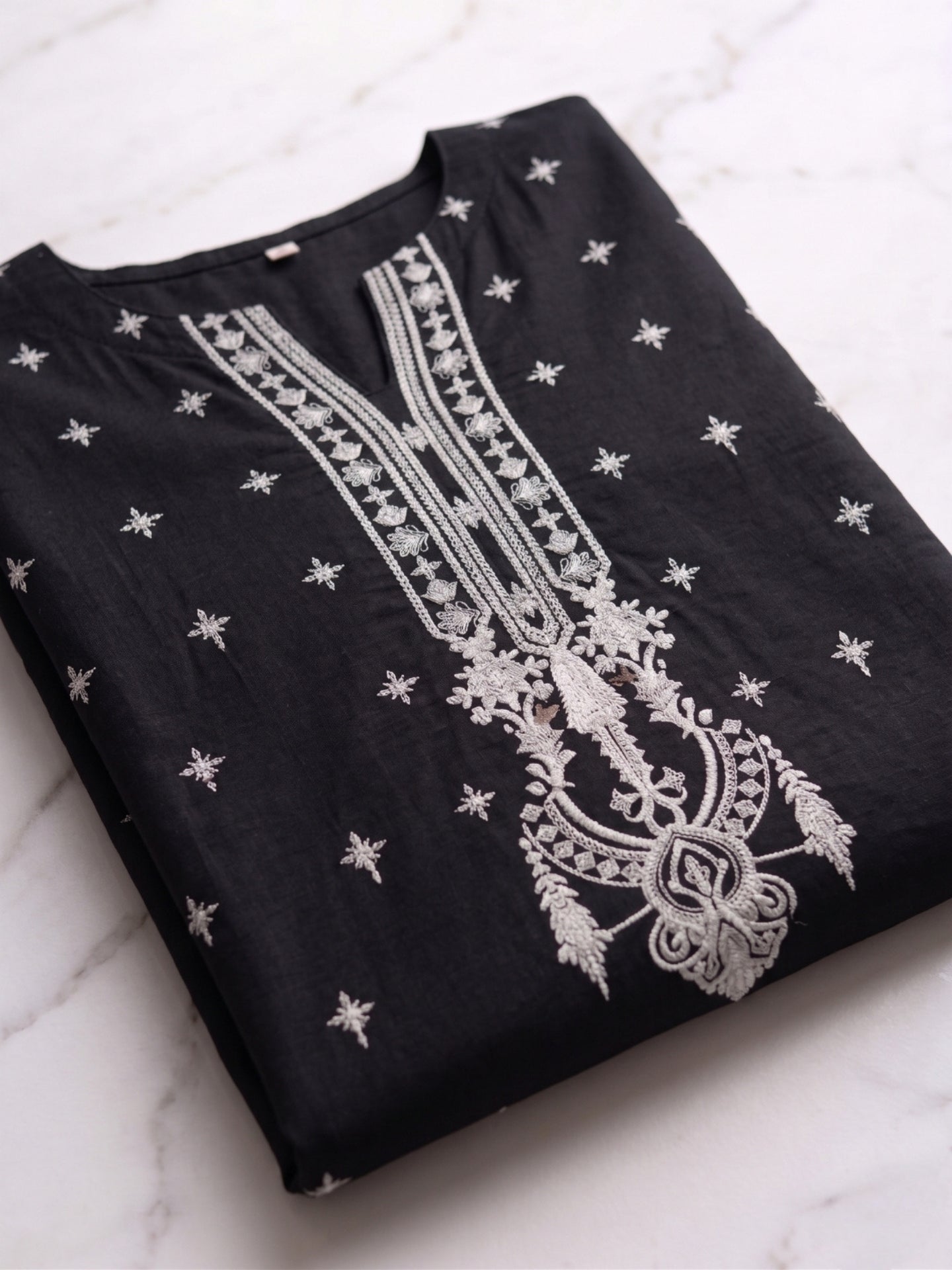 Classic Black Embroidered Ethnic Kurta Set with Dupatta
