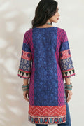 Royal Blue Ethnic Print Cotton Lawn Kurti