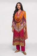 Mustard & Fuchsia Embroidered Festive Kurta Set with Dupatta