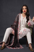 Ivory Floral Lace Detail Kurta Set with Printed Dupatta