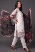 Ivory Floral Lace Detail Kurta Set with Printed Dupatta