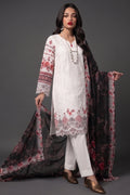 Ivory Floral Lace Detail Kurta Set with Printed Dupatta