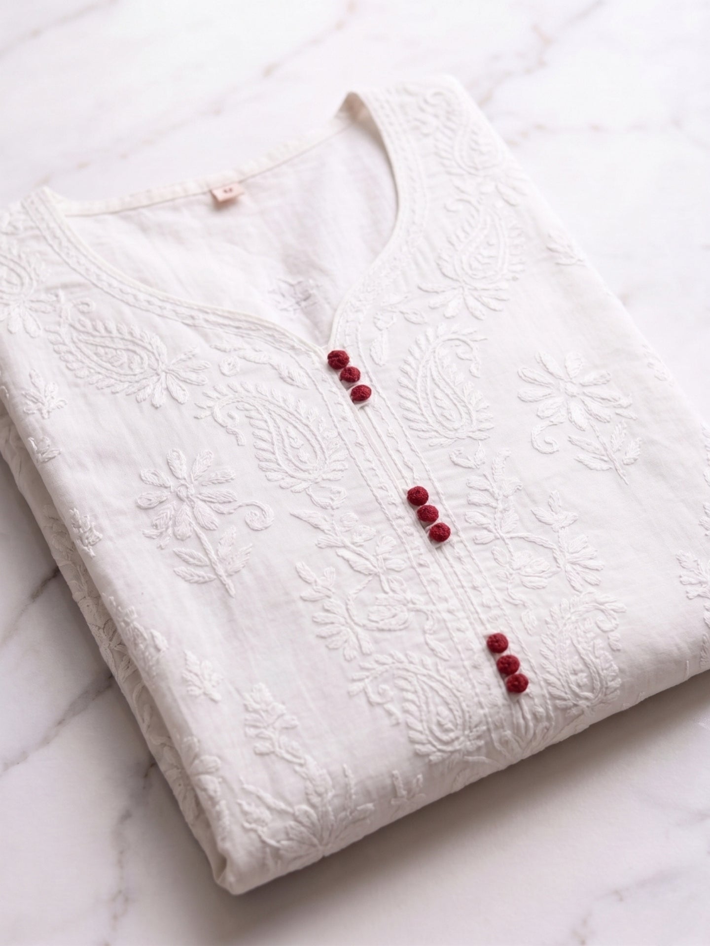 Ivory Floral Lace Detail Kurta Set with Printed Dupatta