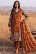 Cinnamon Brown Botanical Printed Cotton Lawn Suit Set