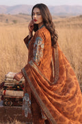 Cinnamon Brown Botanical Printed Cotton Lawn Suit Set