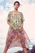 Pastel Floral Layered Boho Midi Dress