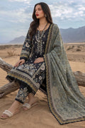 Black Mughal Floral Printed Cotton Lawn Suit Set