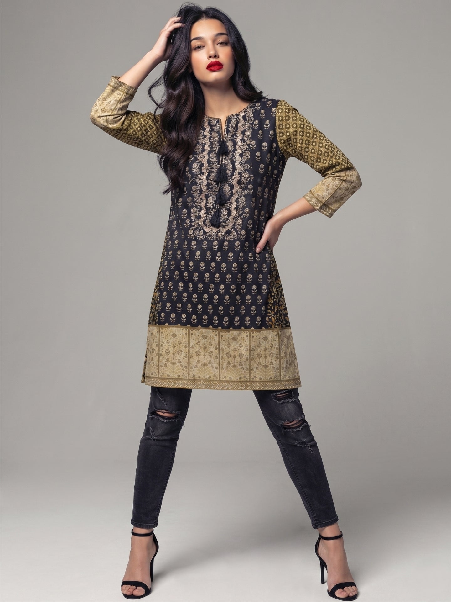 Heritage Print Cotton Lawn Straight Kurti