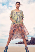 Pastel Floral Layered Boho Midi Dress