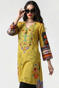 Amani Embroidered Mustard Cotton Lawn Kurti