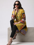 Amani Embroidered Mustard Cotton Lawn Kurti