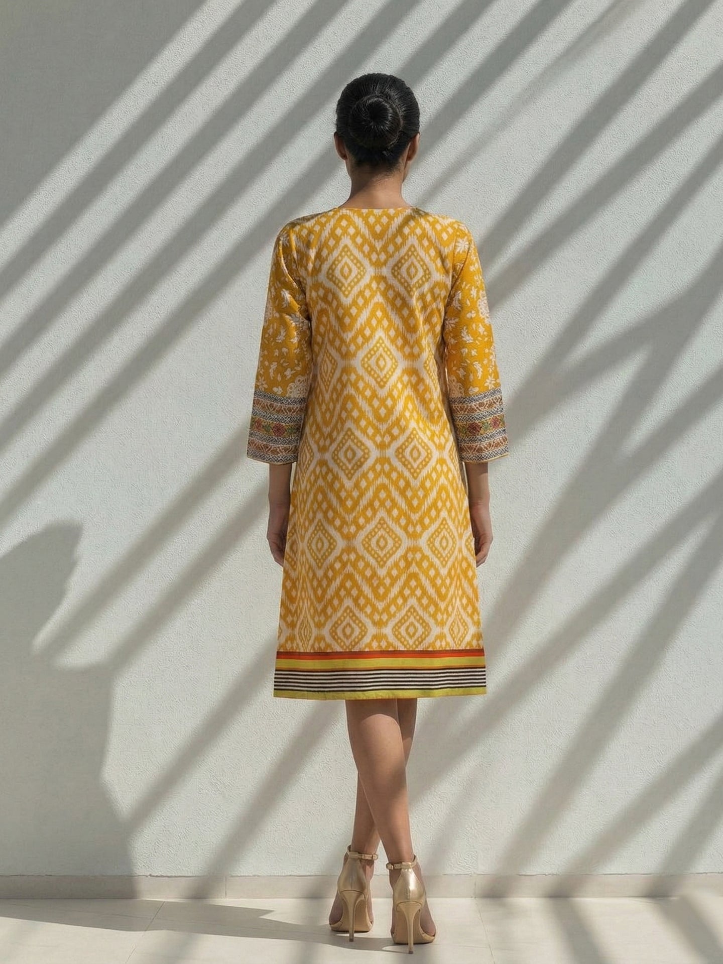Ikat Print Cotton Lawn Kurti Dress