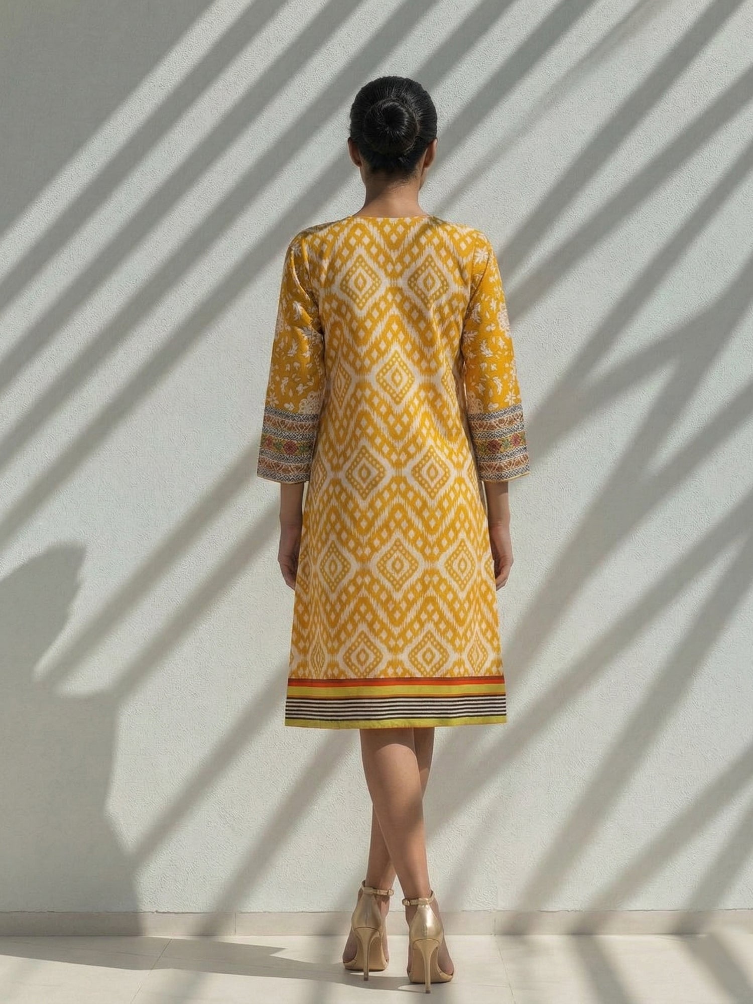 Ikat Print Cotton Lawn Kurti Dress